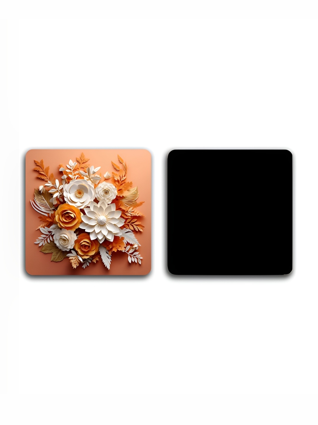 

CLAWCRAFTS Orange & White 6 Pieces Printed Wooden Coasters