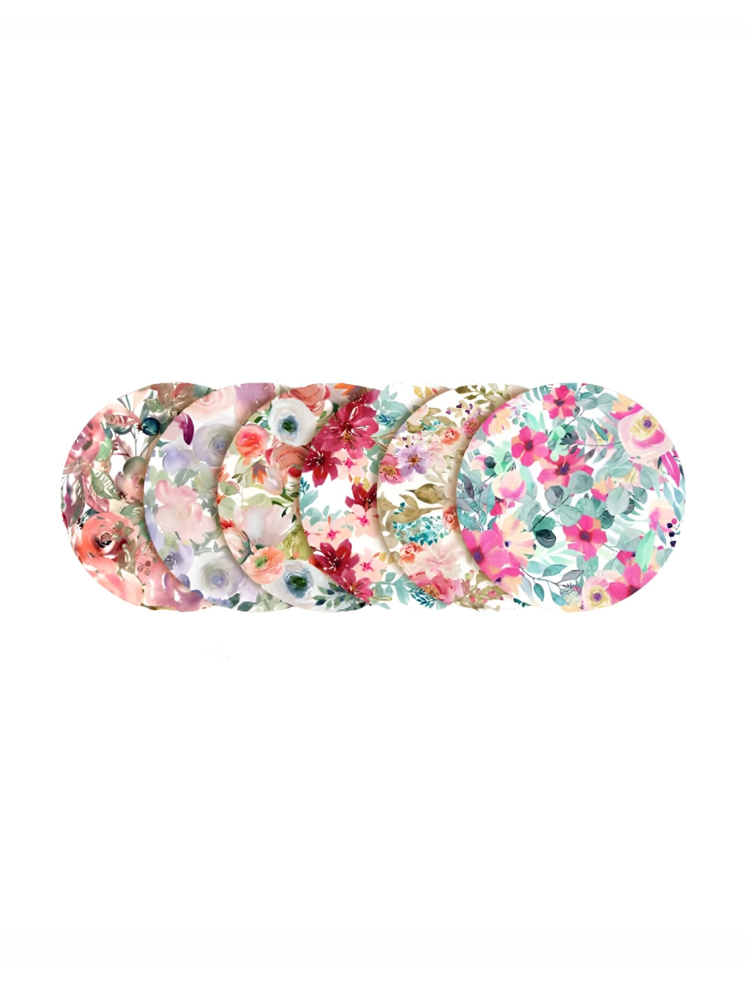 

CLAWCRAFTS 6 Pcs Pink & Blue Printed Wooden Coasters