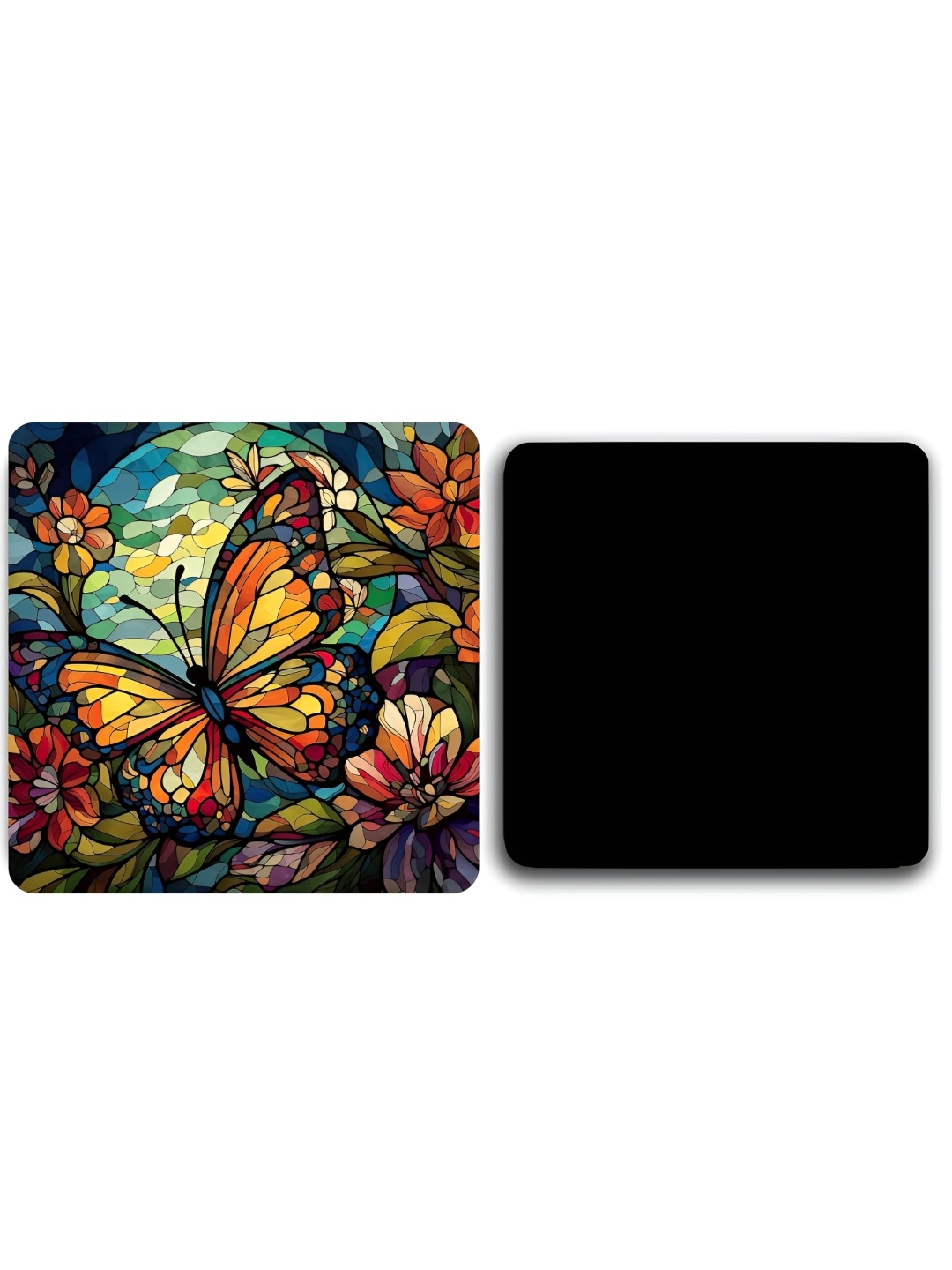 

CLAWCRAFTS Blue & Orange 6 Pieces Printed Wooden Coasters With Tray