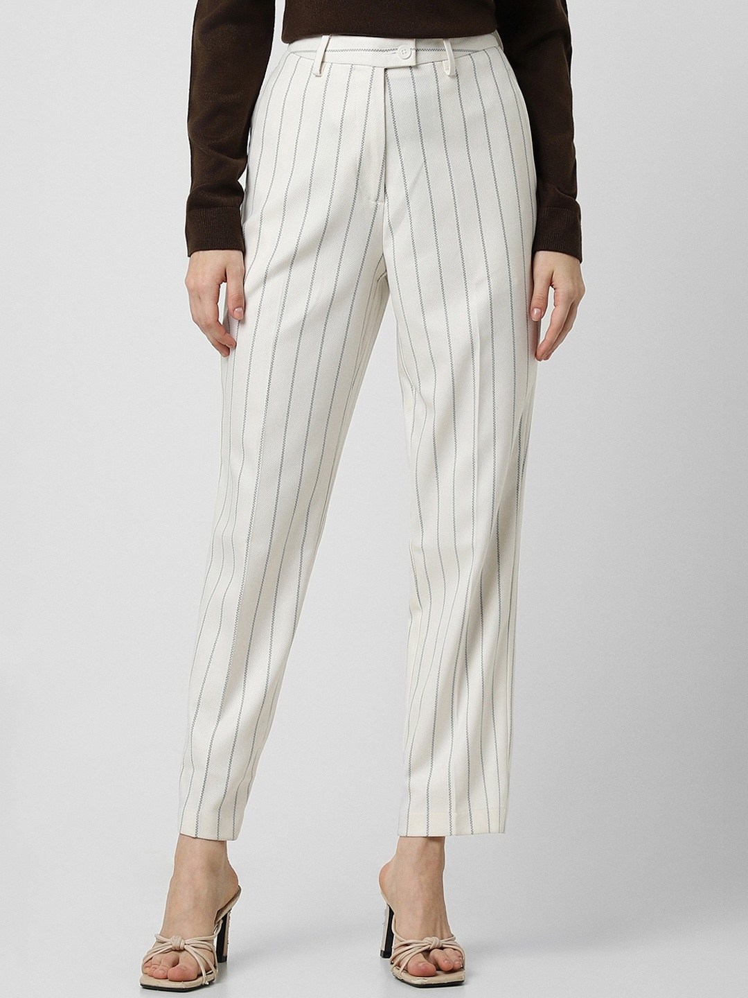 

Van Heusen Woman Striped Formal Trousers, White