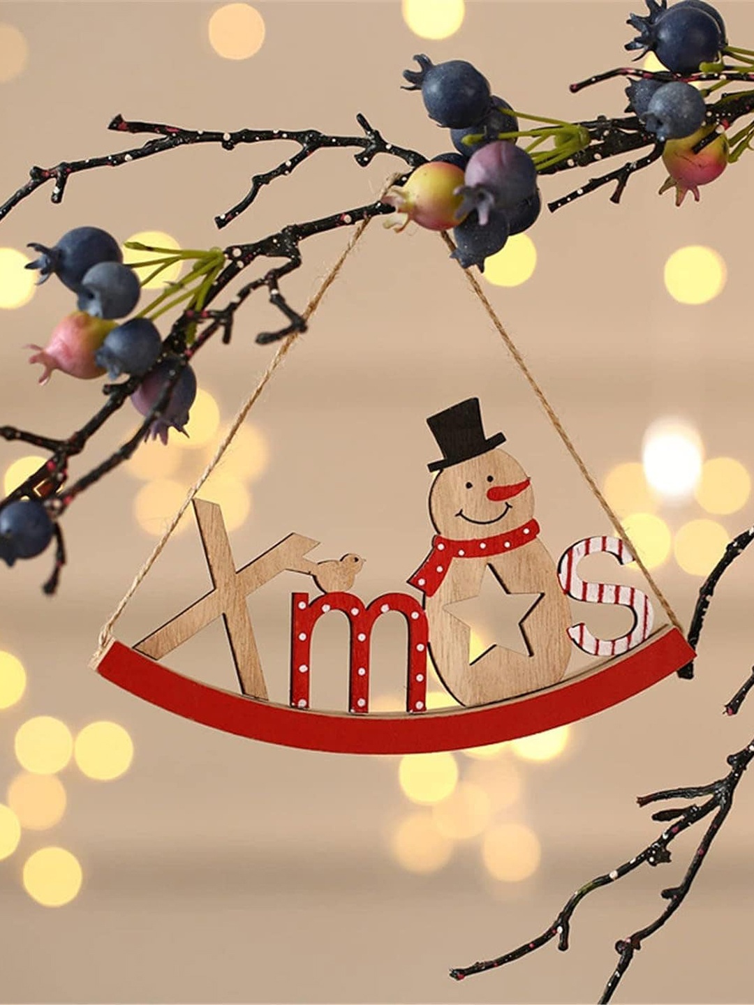 

Ascension Beige & Red Christmas Tree Hanging Festive Decor