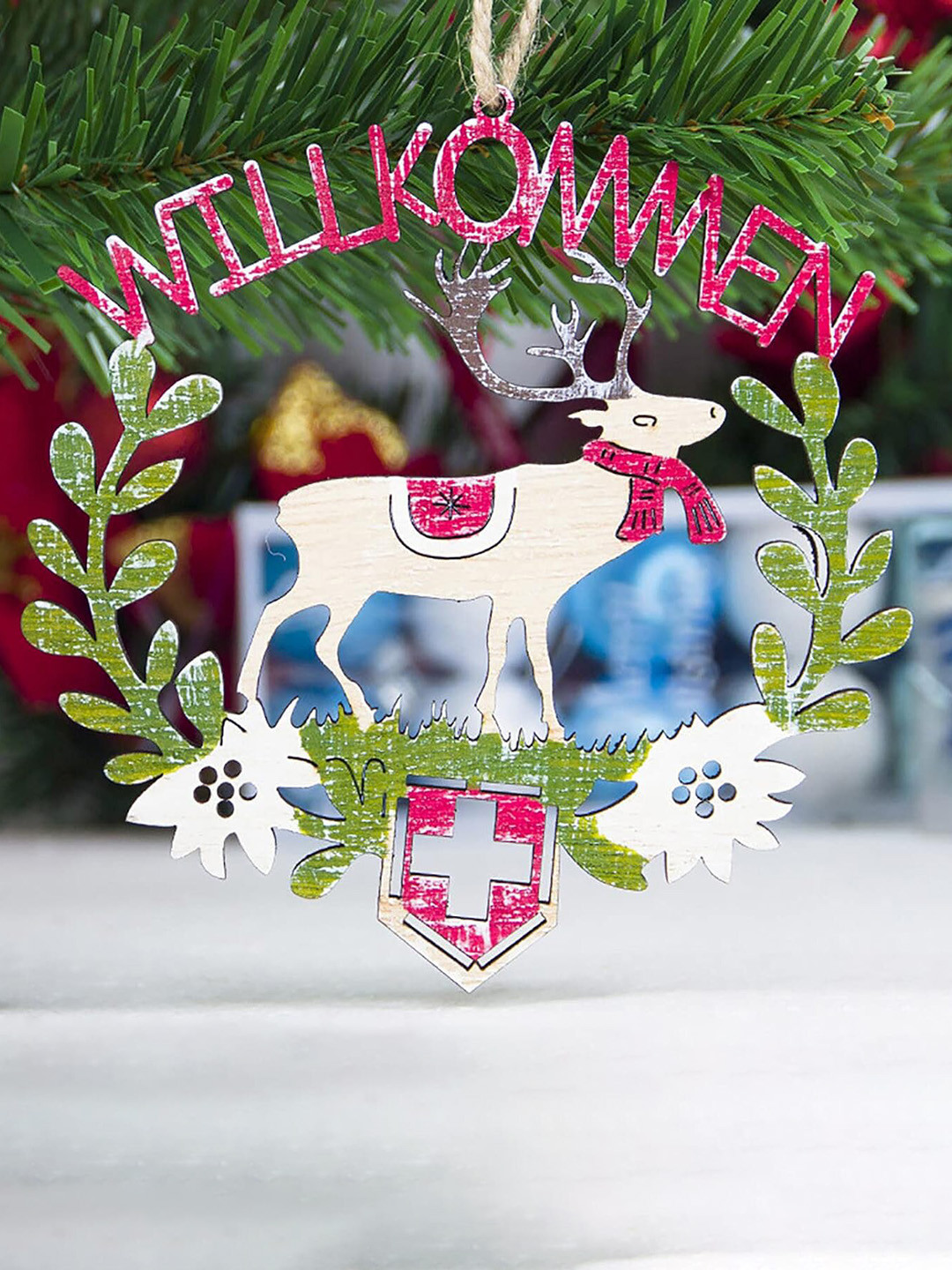 

Ascension Beige & Green Christmas Tree Hanging Festive Decor