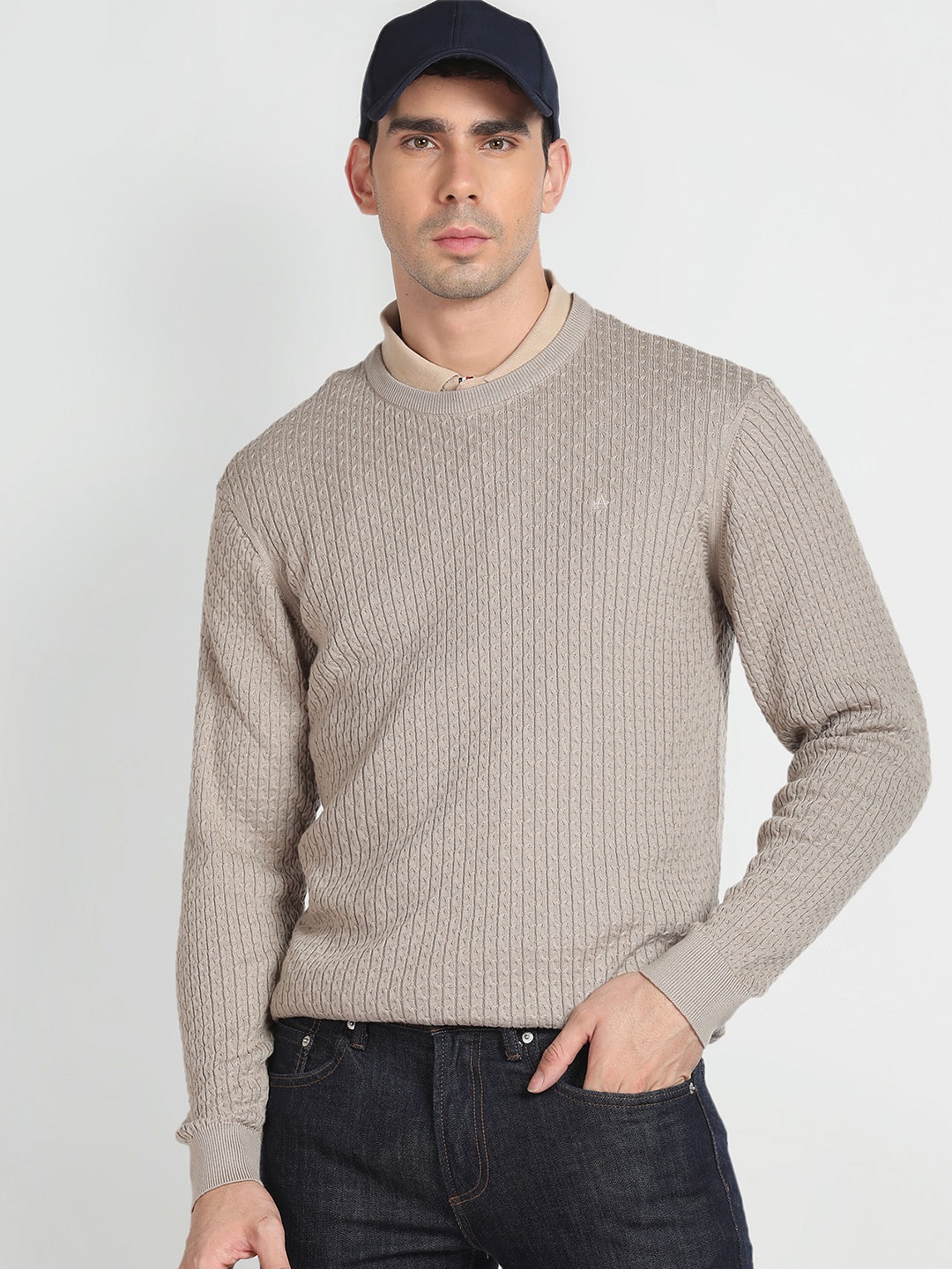 

Arrow Self Designed Cotton Acrylic Sweater, Grey