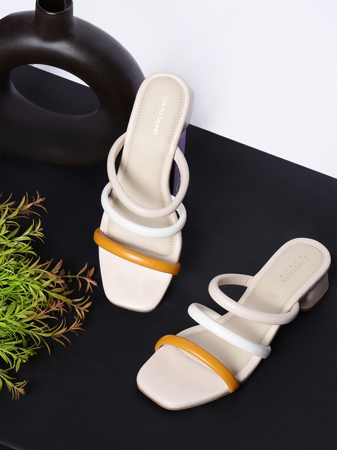 

Tokyo Talkies Strappy Open Toe Block Heels, White