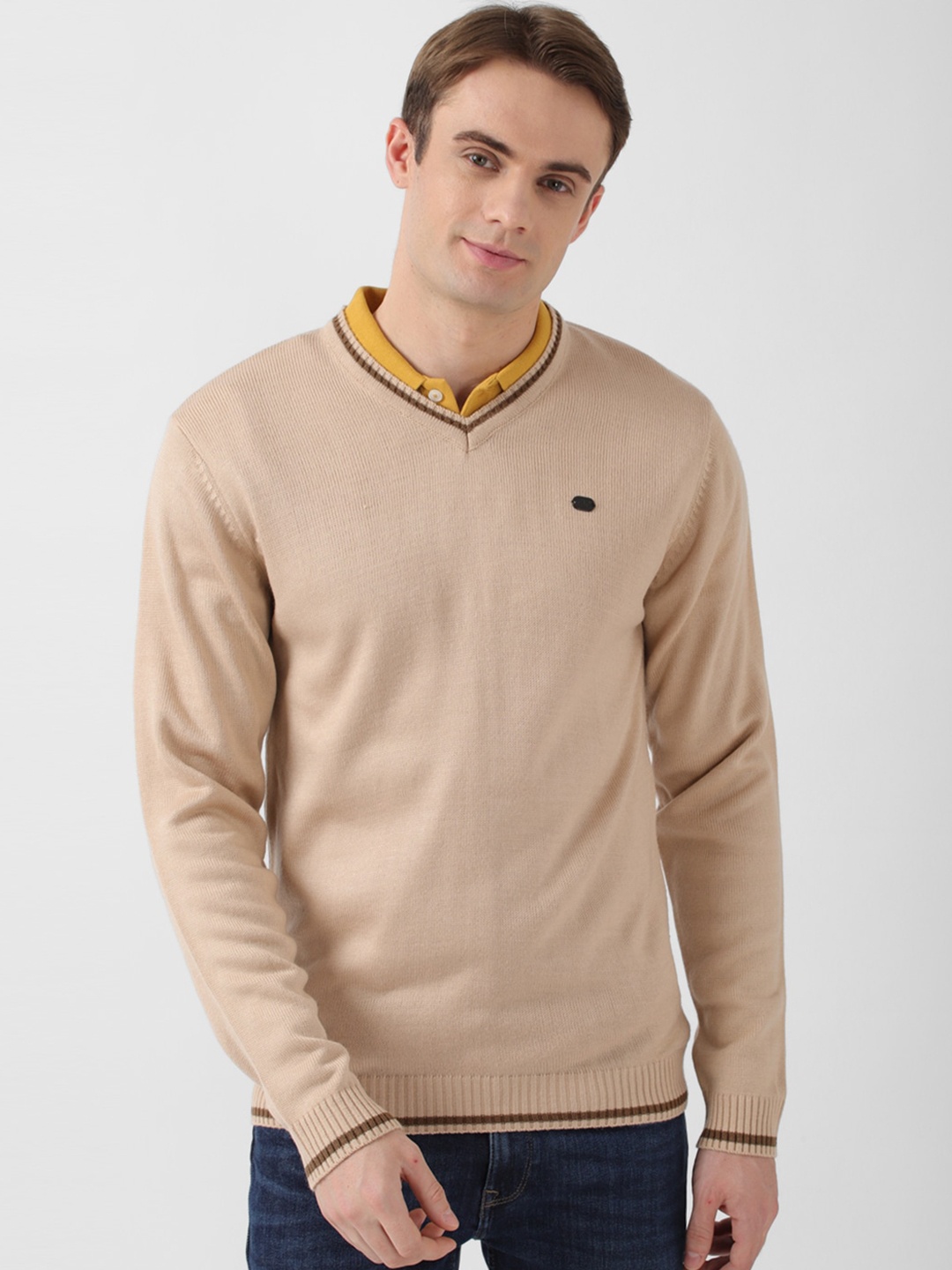 

Peter England Casuals V-Neck Pure Acrylic Pullover, Beige