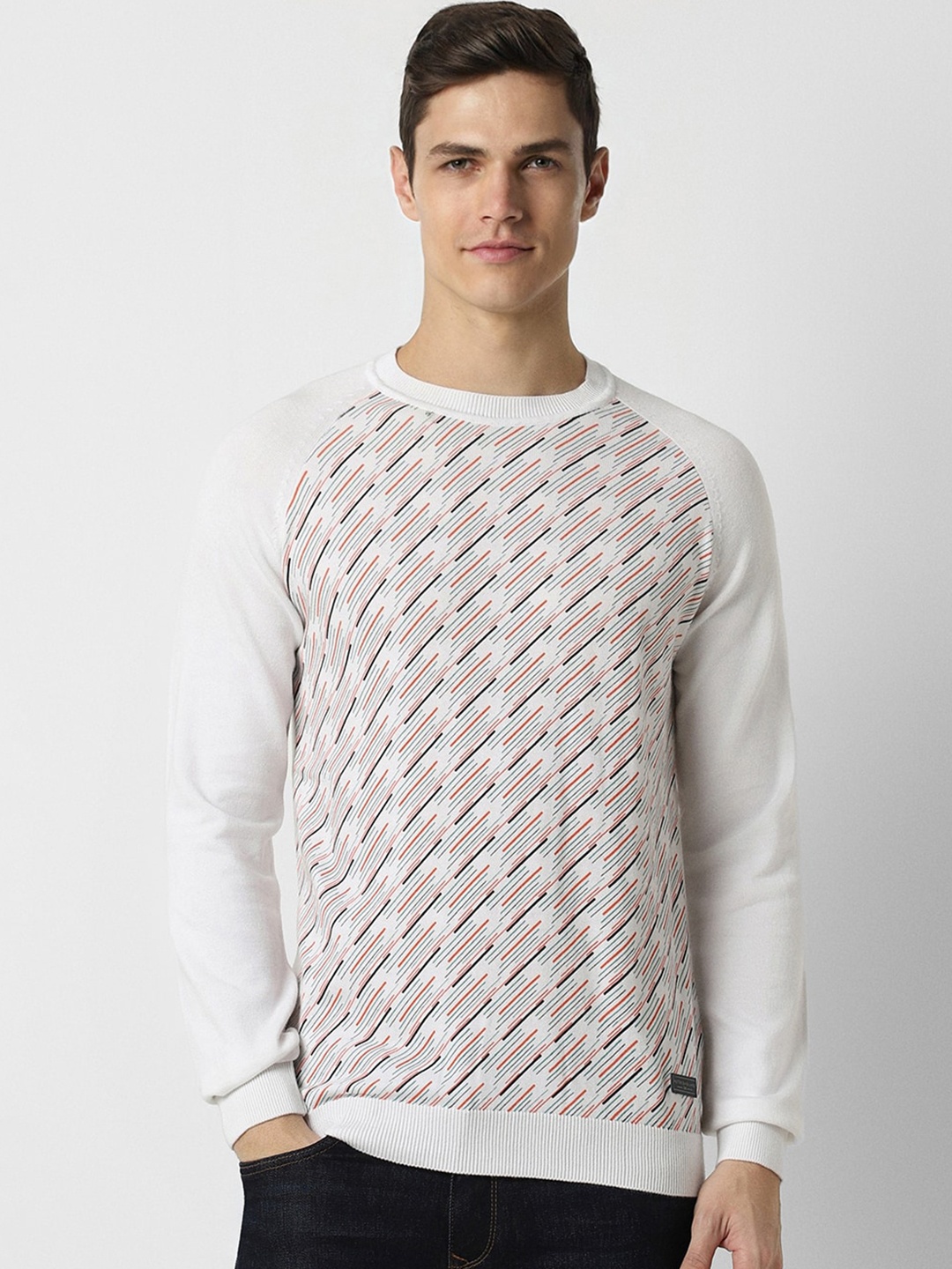 

Peter England Casuals Geometric Printed Pure Cotton Pullover Sweater, White