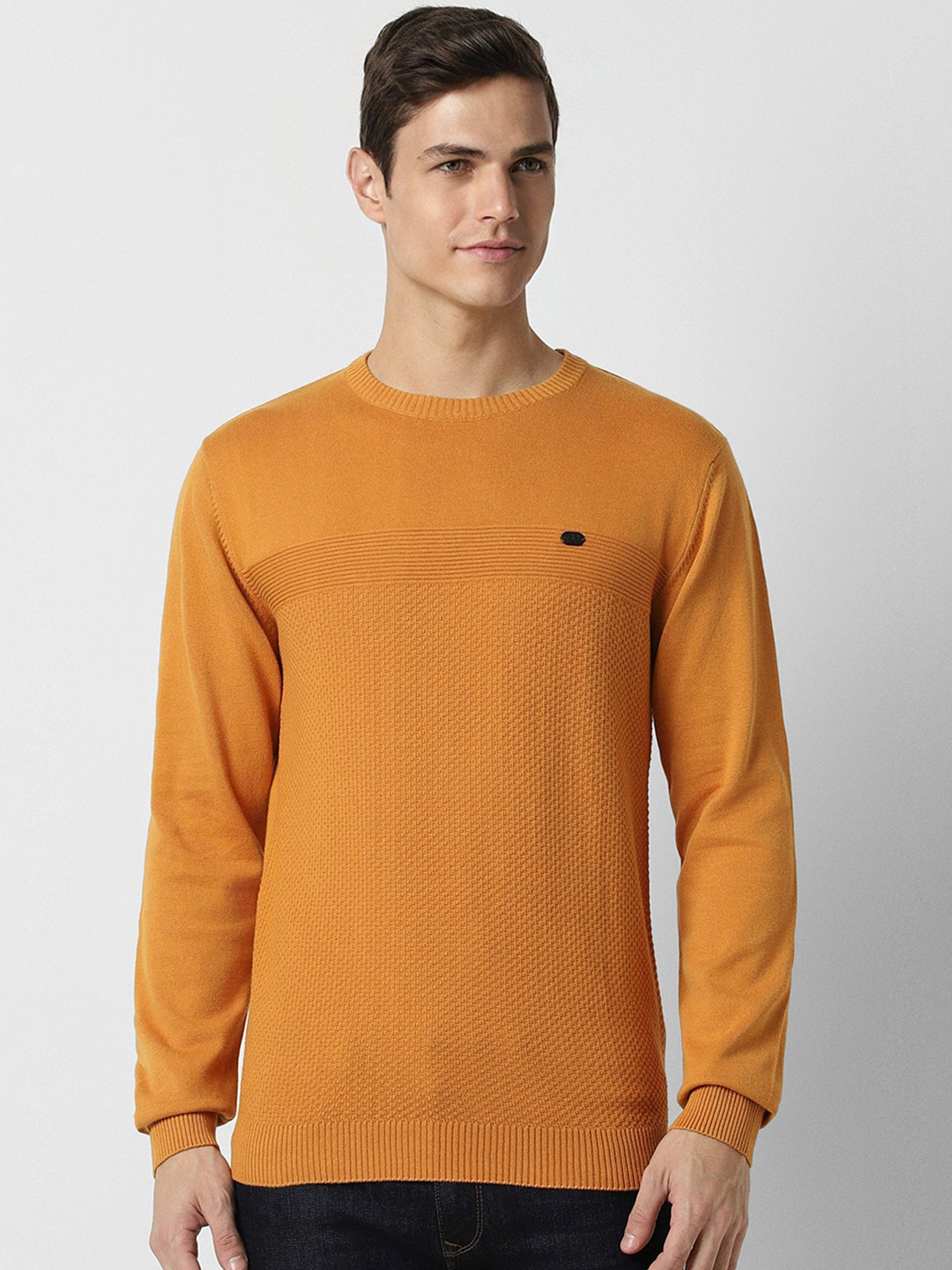 

Peter England Casuals Ribbed Pure Cotton Pullover Sweater, Orange
