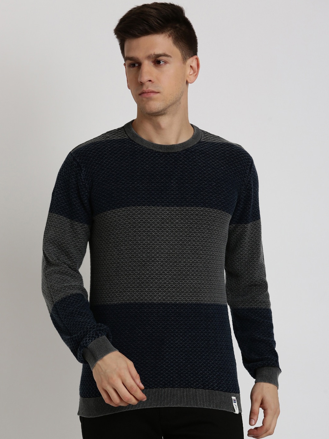 

Peter England Casuals Self Design Pure Cotton Pullover Sweater, Black