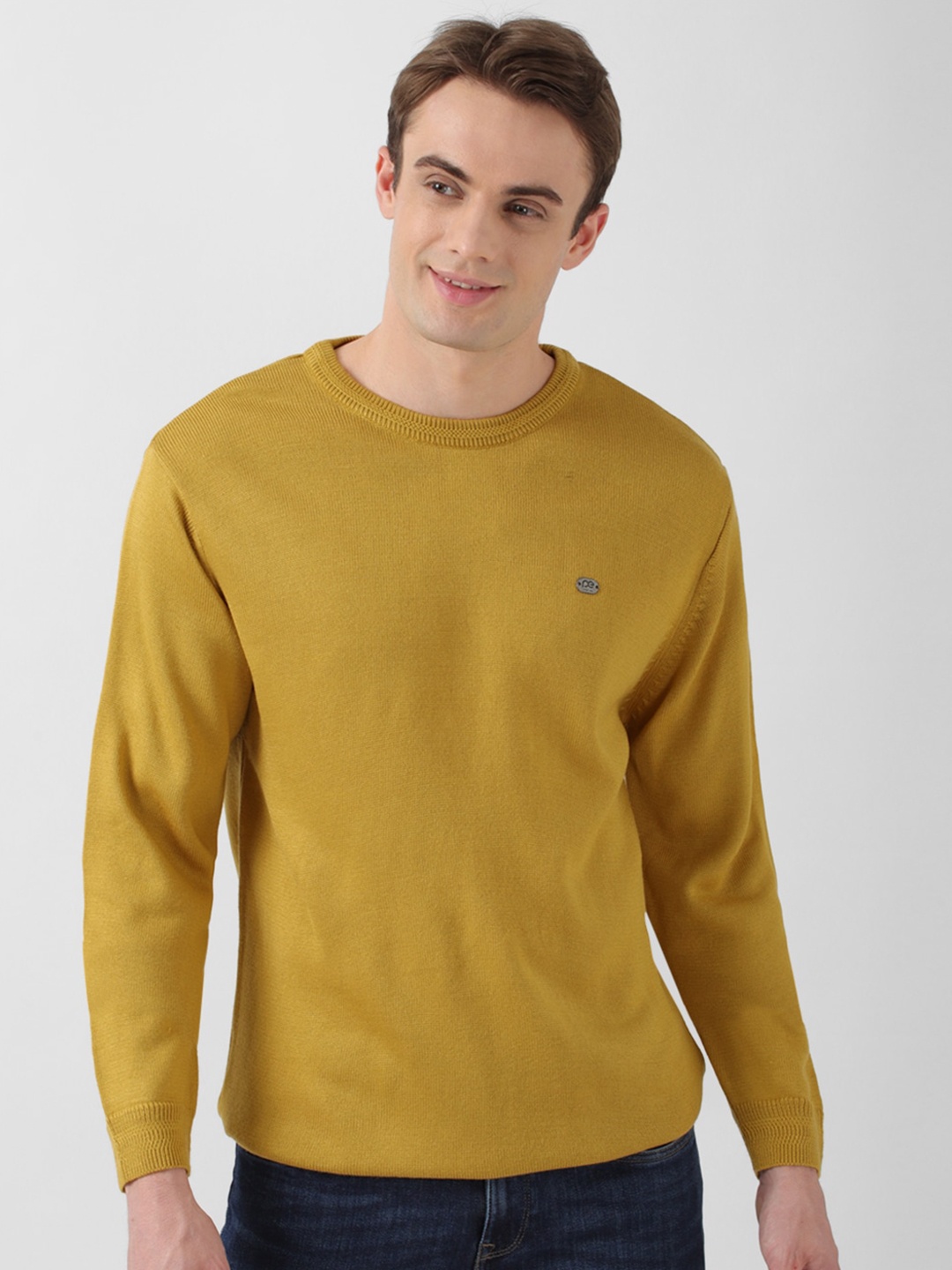 

Peter England Casuals Round Neck Pure Cotton Pullover, Yellow