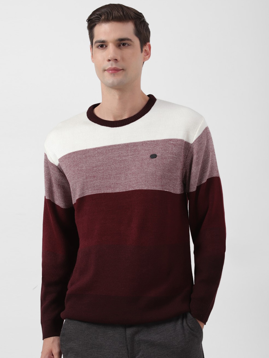 

Peter England Casuals Colourblocked Pullover Sweater, Maroon