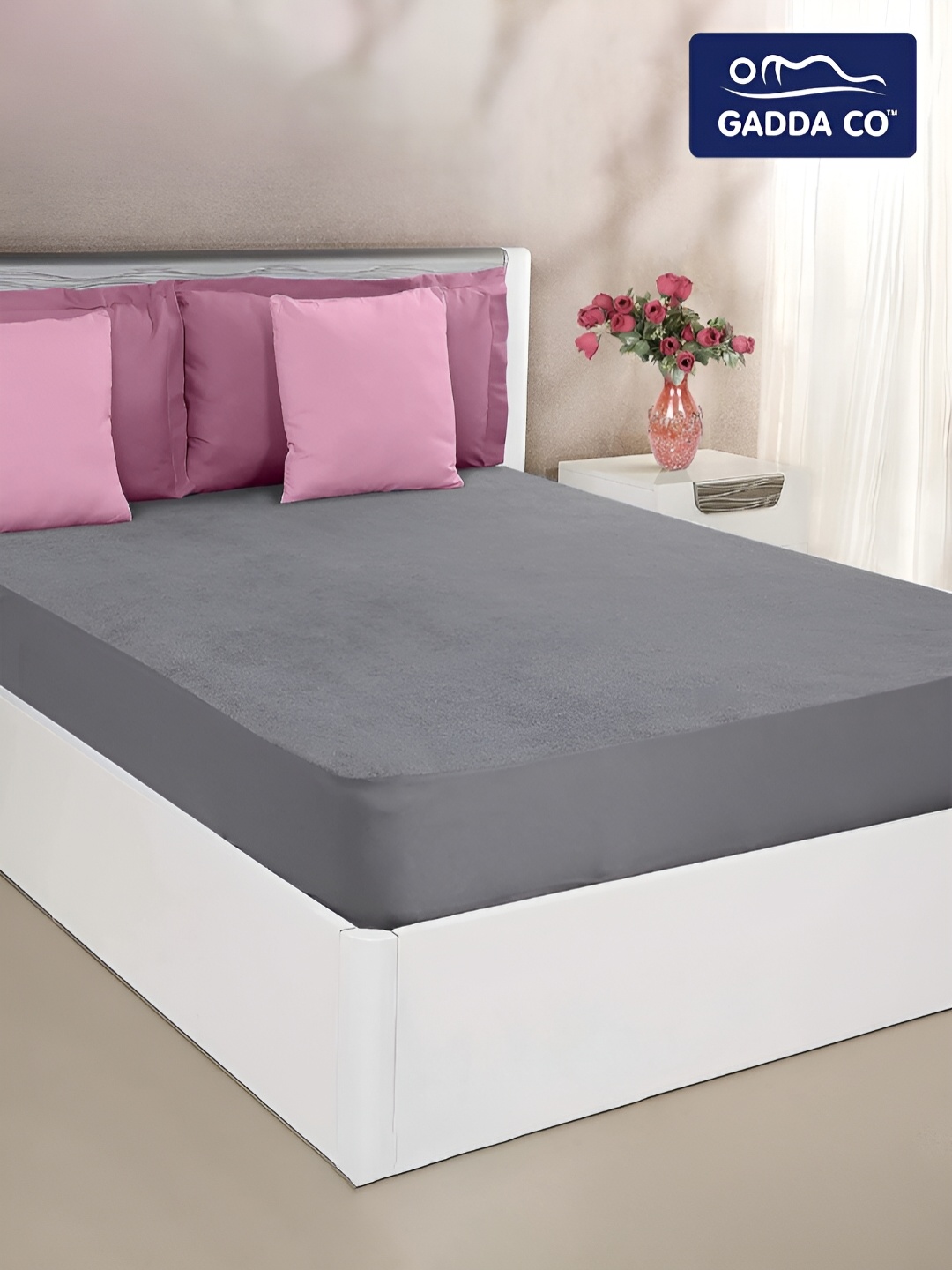 

GADDA CO Soft Waterproof Polycotton Grey Breathable Mattress Protector for Single Bed
