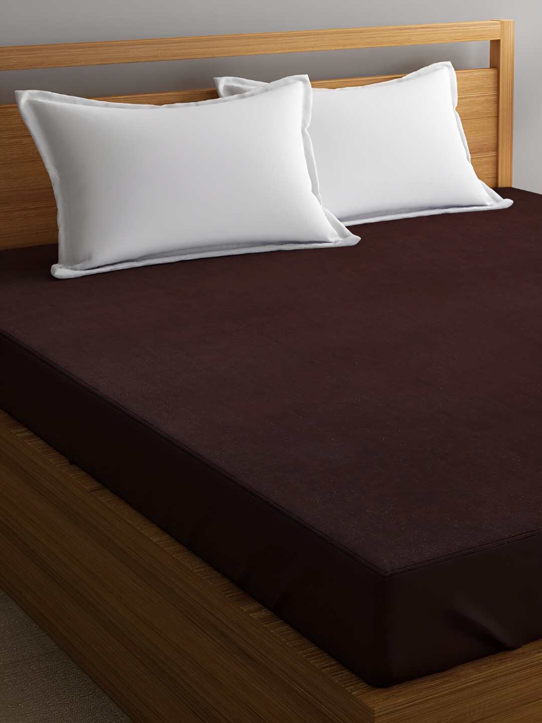 

GADDA CO Coffee Brown Terry Water Proof Elastic Fitted Single Bed Mattress Protector