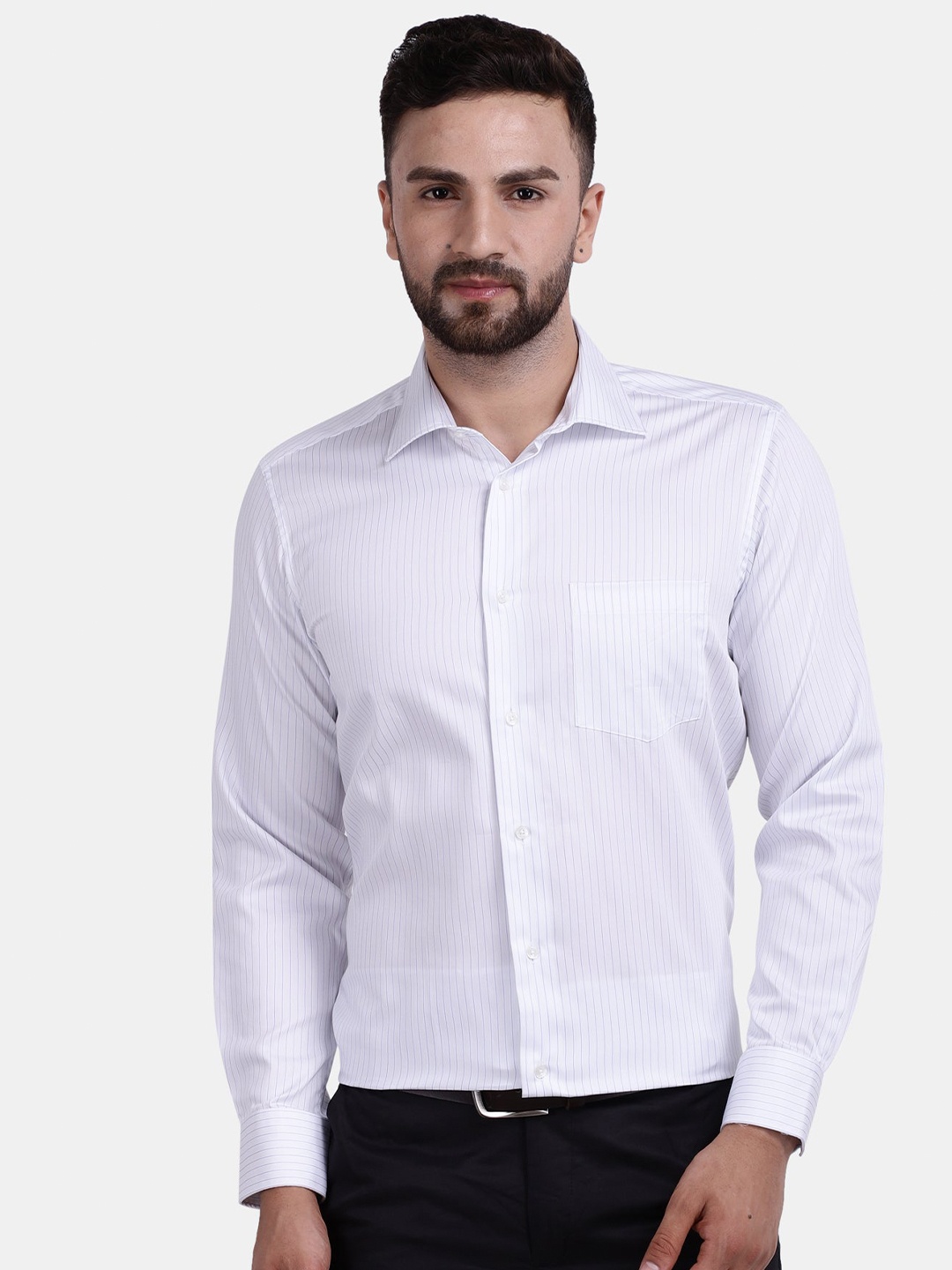 

Cotstyle Premium Striped Cotton Formal Shirt, White