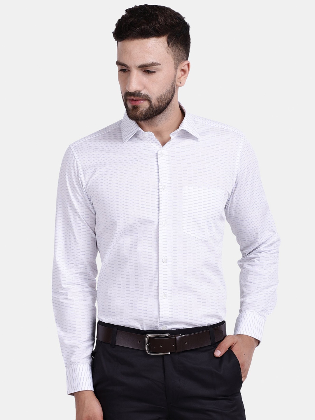 

Cotstyle Premium Geometric Printed Cotton Formal Shirt, White