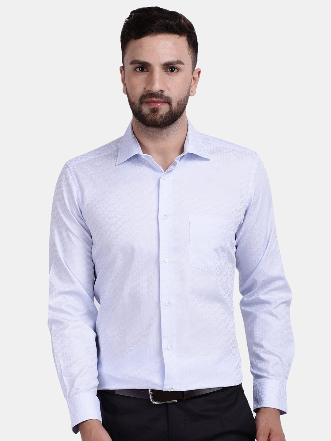 

Cotstyle Premium Textured Cotton Formal Shirt, Blue