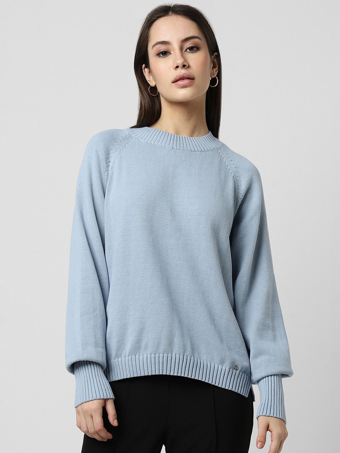 

Van Heusen Woman Round Neck Long Sleeves Cotton Pullover Sweater, Blue