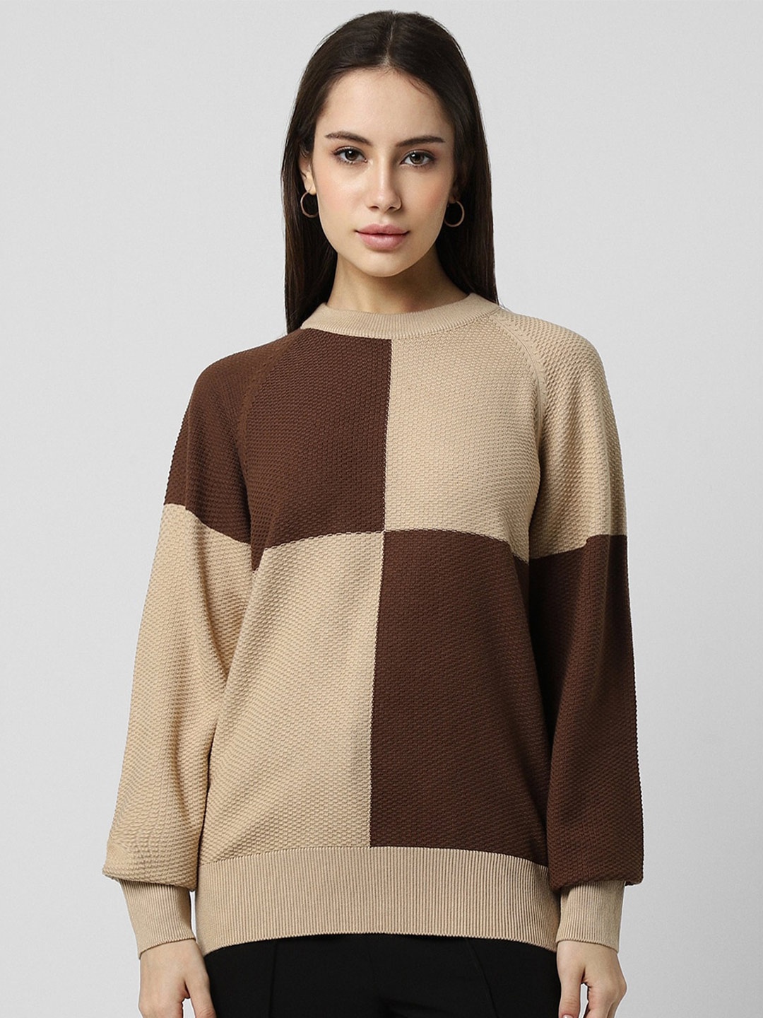 

Van Heusen Woman Colourblocked Pullover Sweater, Beige