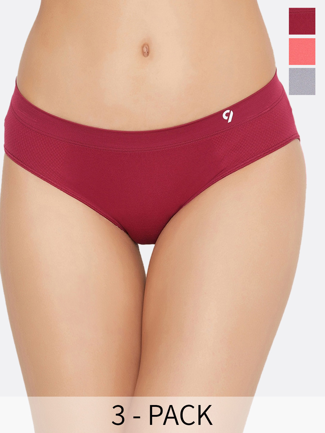 

C9 AIRWEAR Seamless Pack Of 3 Hipster Briefs, Maroon
