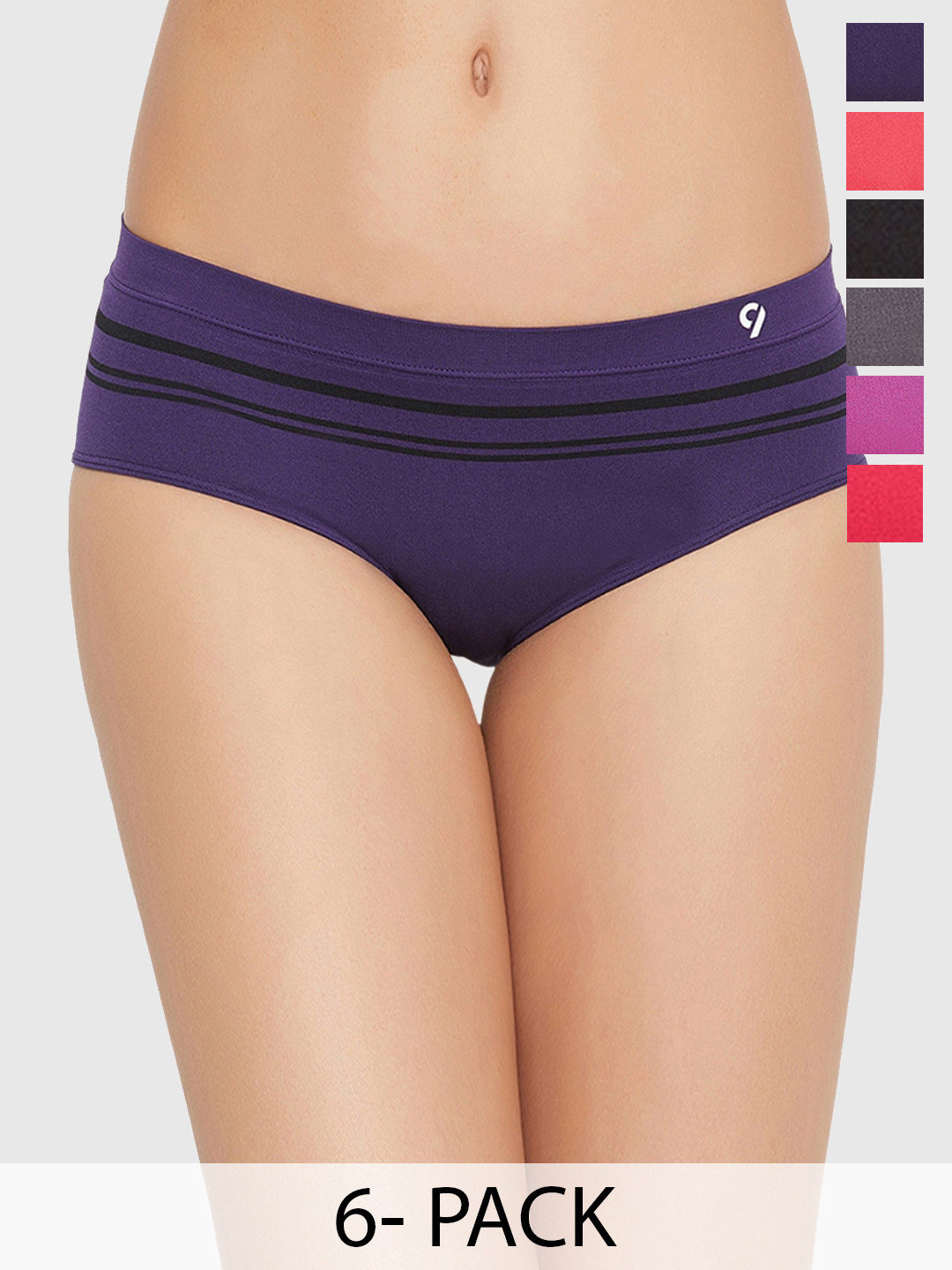 

C9 AIRWEAR Seamless Pack Of 6 Striped Hipster Briefs, Grey