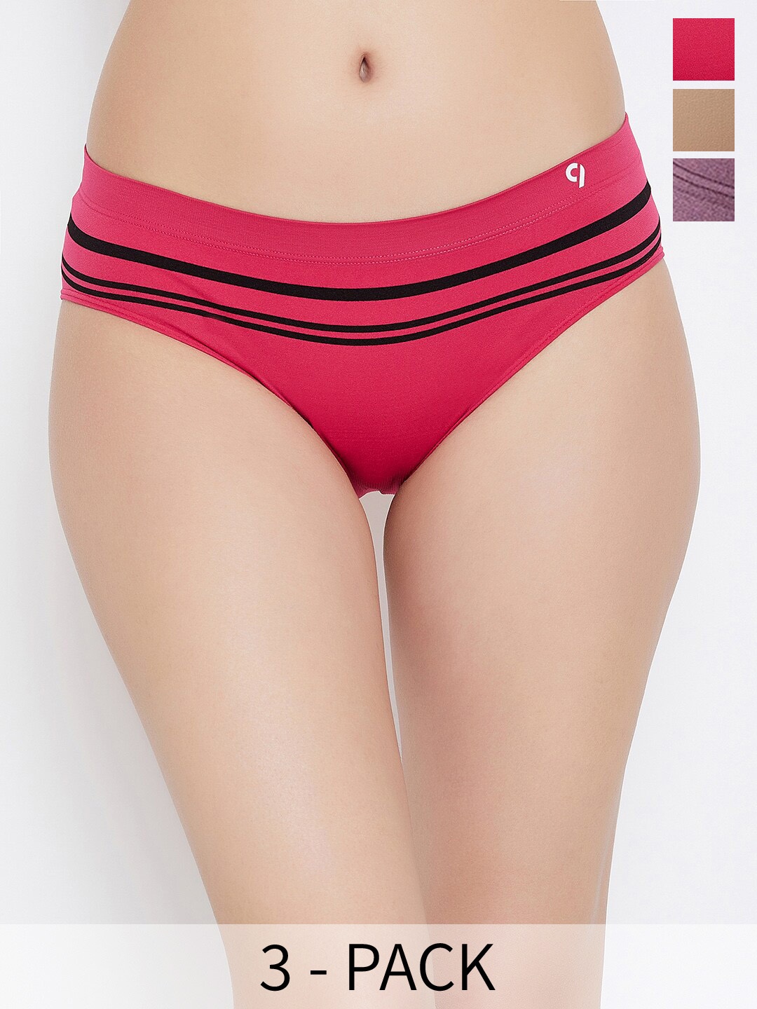 

C9 AIRWEAR Seamless Pack Of 3 Assorted Striped Quick-Dry Hipster Briefs