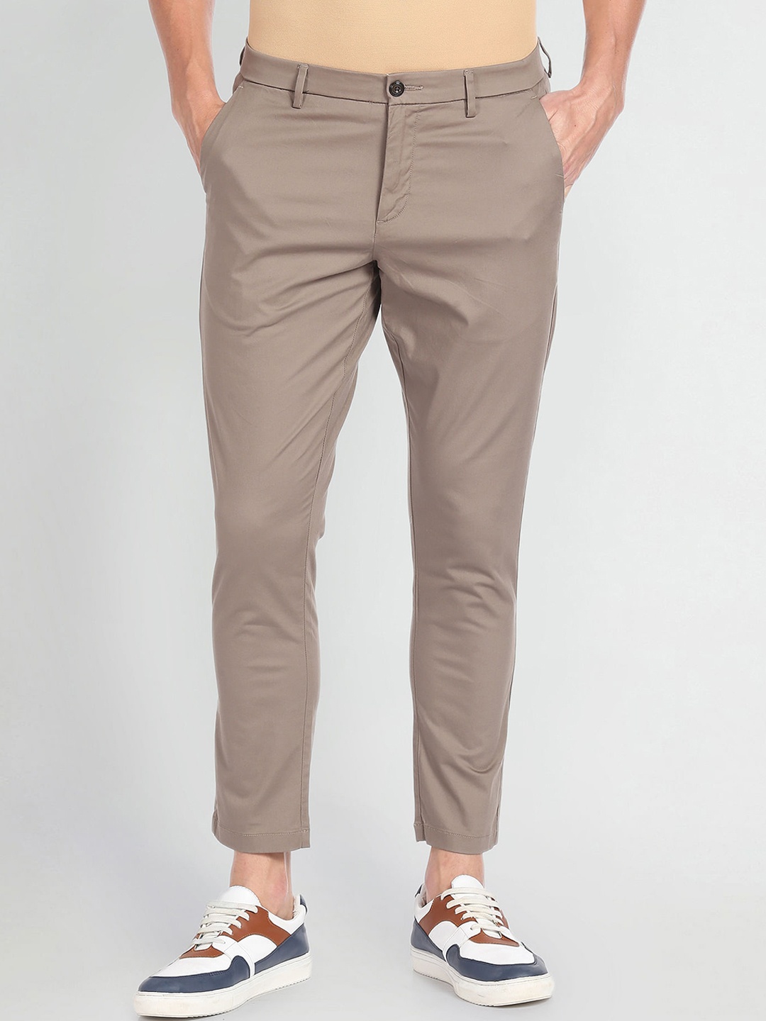 

Arrow Sport Men Mid-Rise Tapered Fit Chinos Trousers, Brown