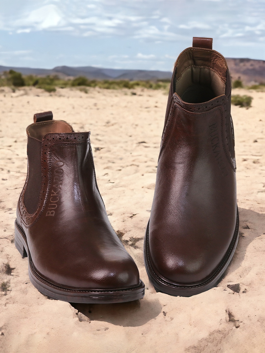 

Buckaroo Men Mid Top Leather Chelsea Boots, Brown