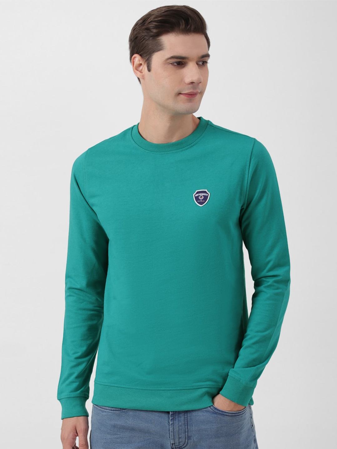 

PETER ENGLAND UNIVERSITY Round Neck Long Sleeves Pullover Sweatshirt, Green