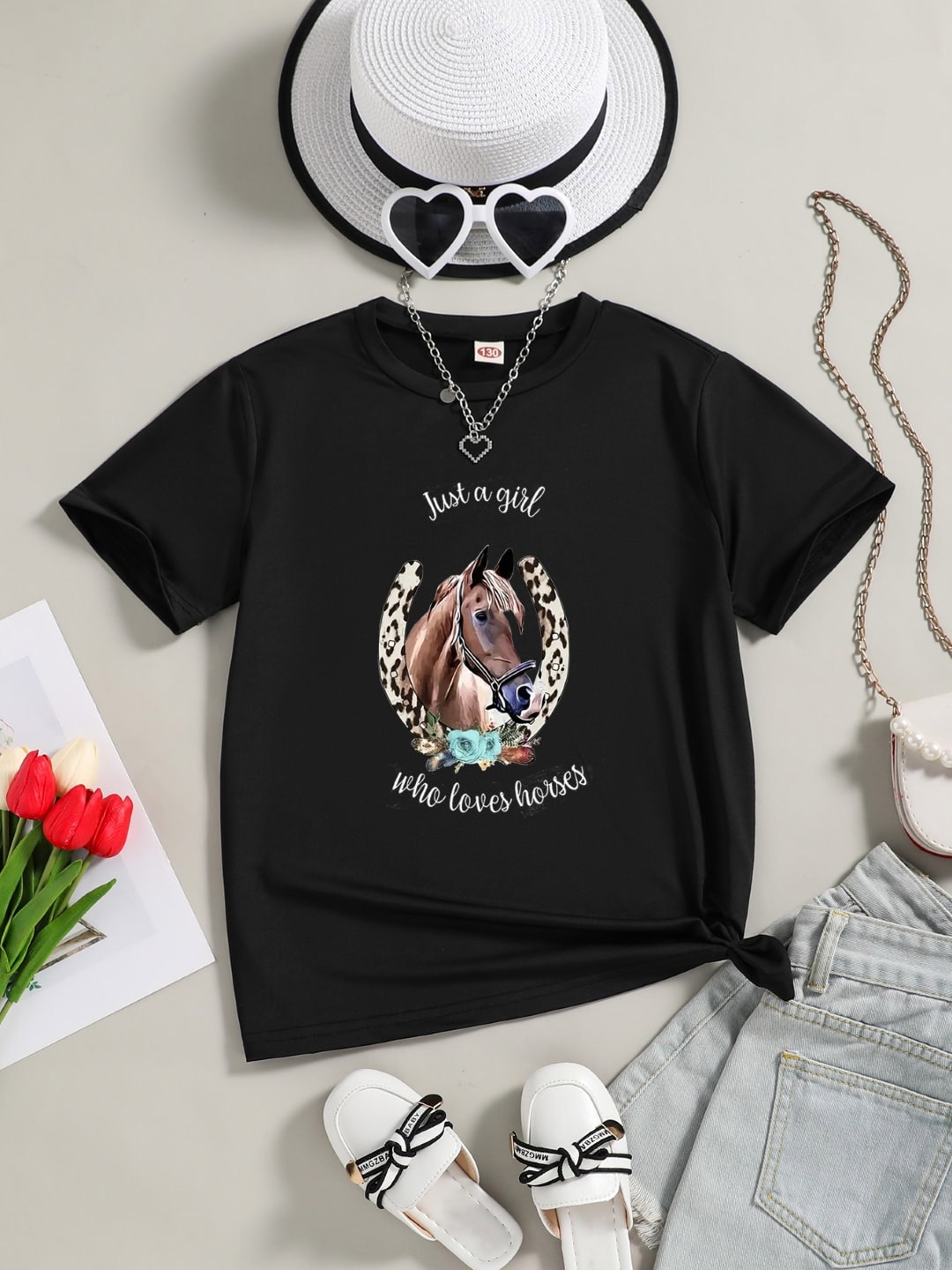

StyleCast Girls Black & Brown Graphic Printed T-shirt