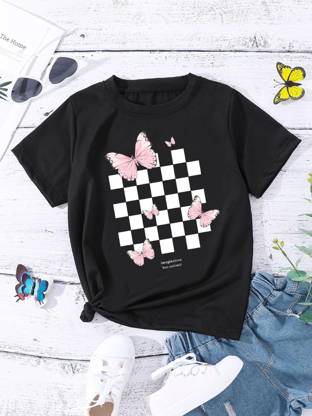

StyleCast Girls Black Geometric Printed T-shirt