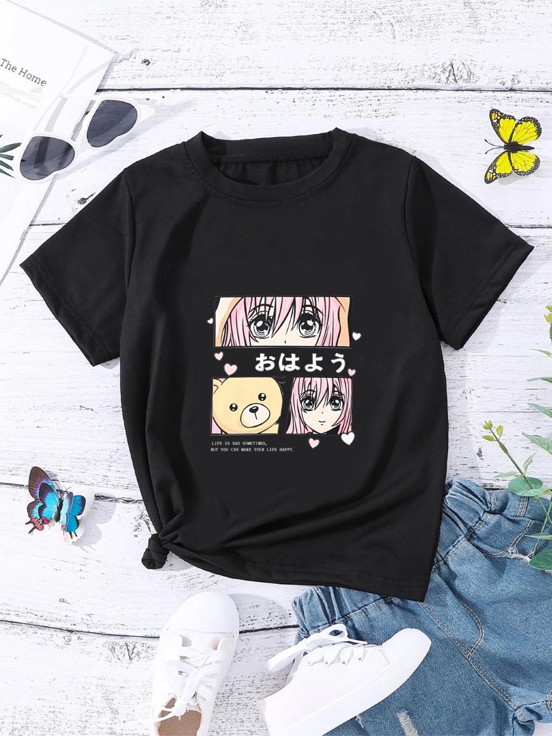 

StyleCast Girls Black Graphic Printed T-shirt