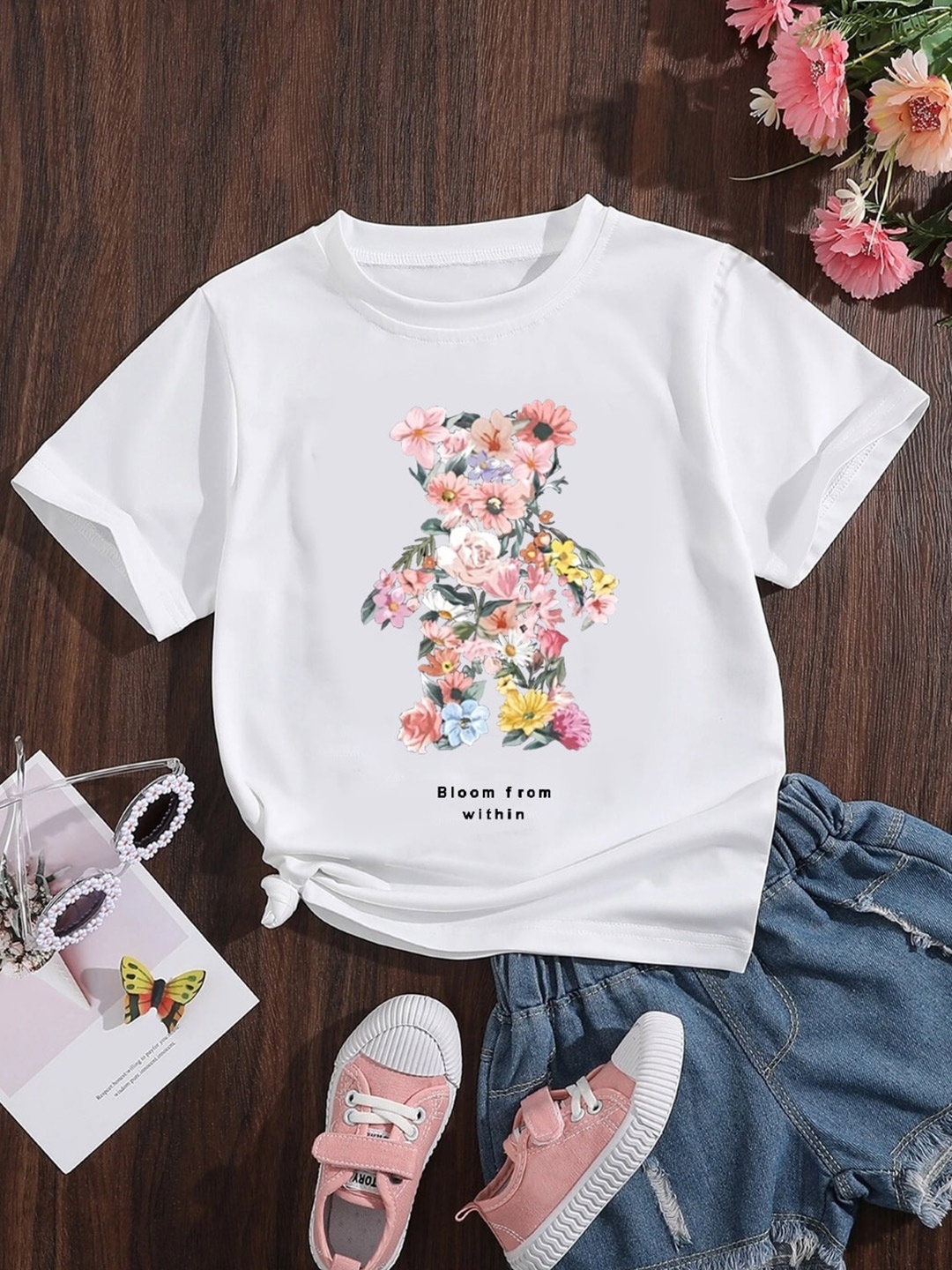 

StyleCast Girls Floral Printed T-shirt, White