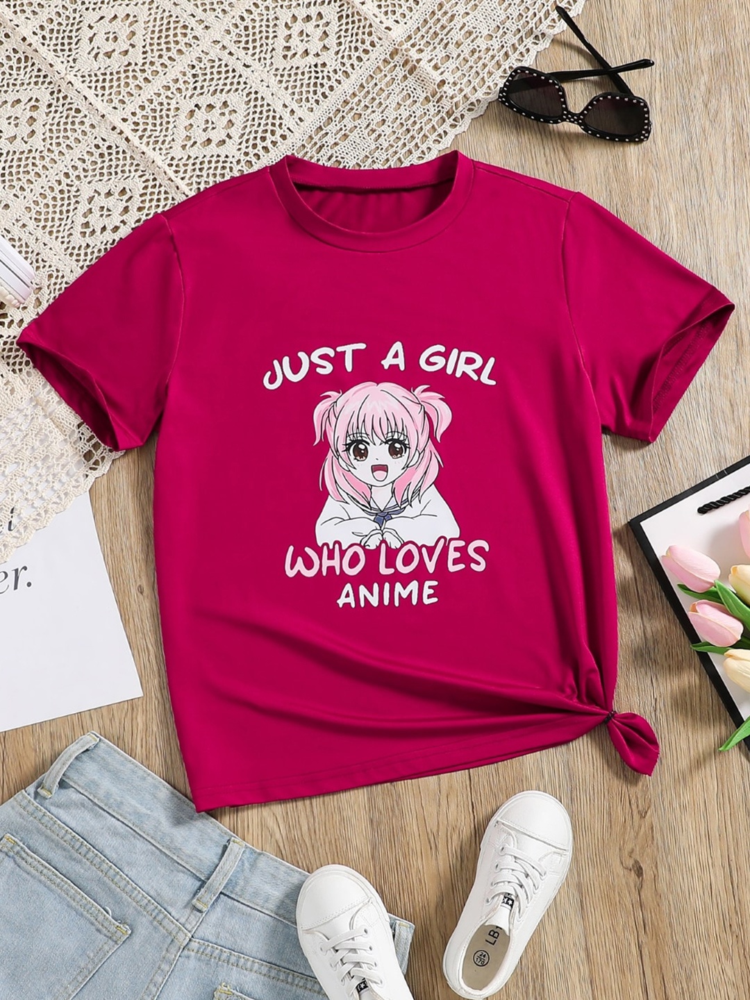 

StyleCast Girls Anime Printed Casual T-shirt, Red