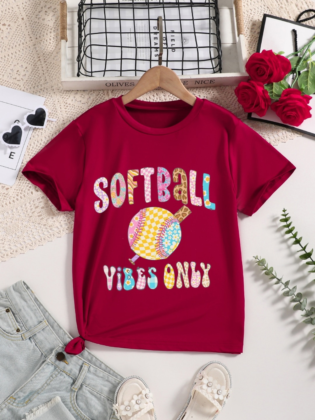 

StyleCast Girls Red & Blue Graphic Printed T-shirt