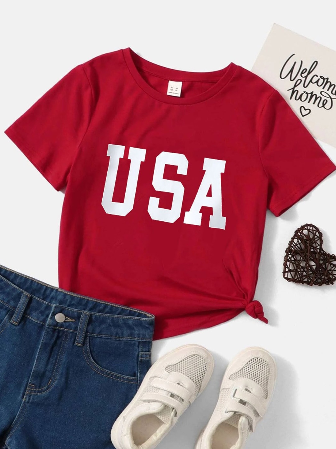 

StyleCast Girls Typography Printed T-shirt, Red