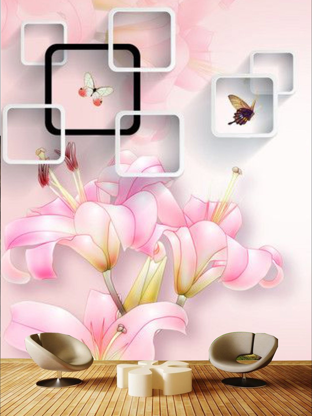 

KSHIRSA Pink and Yellow Floral Printed Self Adhesive Removable Waterproof Wallpaper
