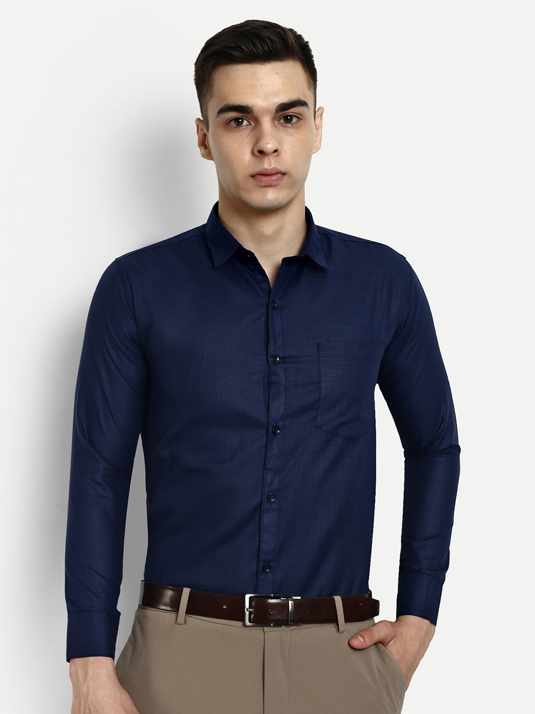 

KRAASA Classic Pure Cotton Formal Shirt, Navy blue
