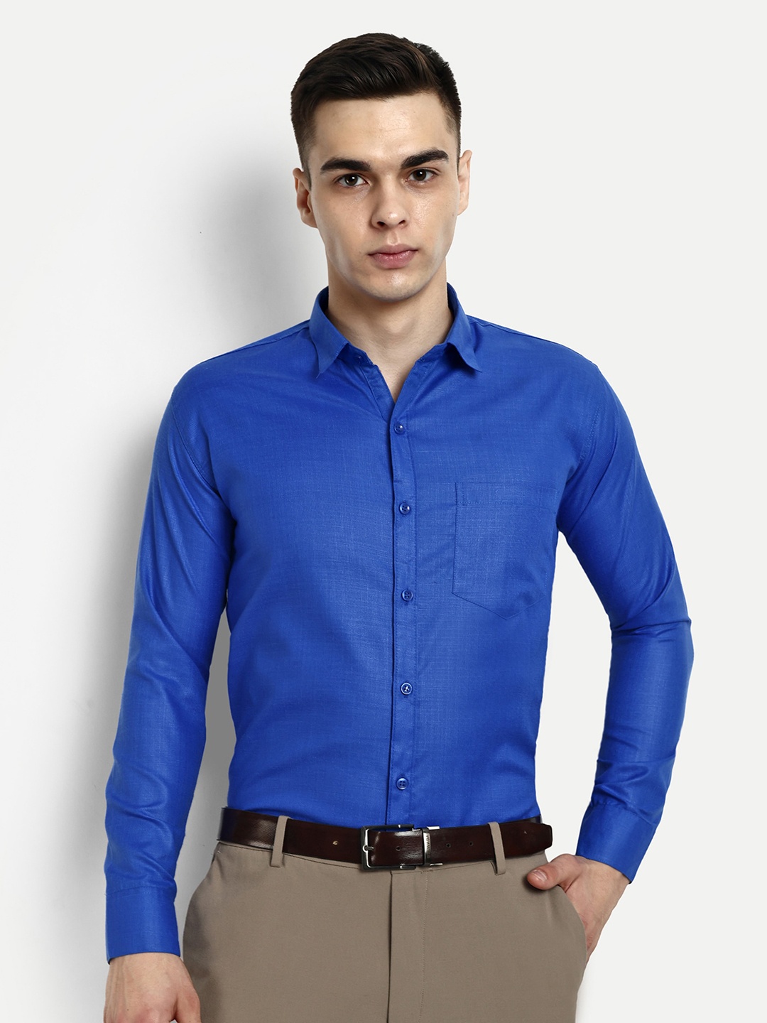 

KRAASA Classic Spread Collar Cotton Formal Shirt, Blue