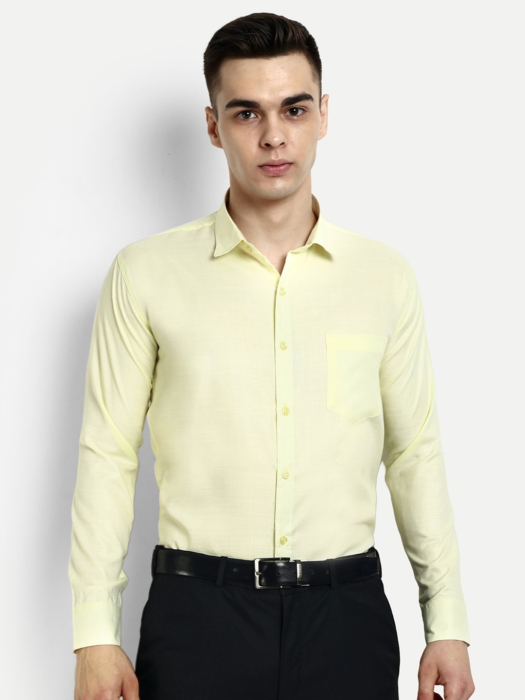 

KRAASA Classic Spread Collar Cotton Formal Shirt, Yellow