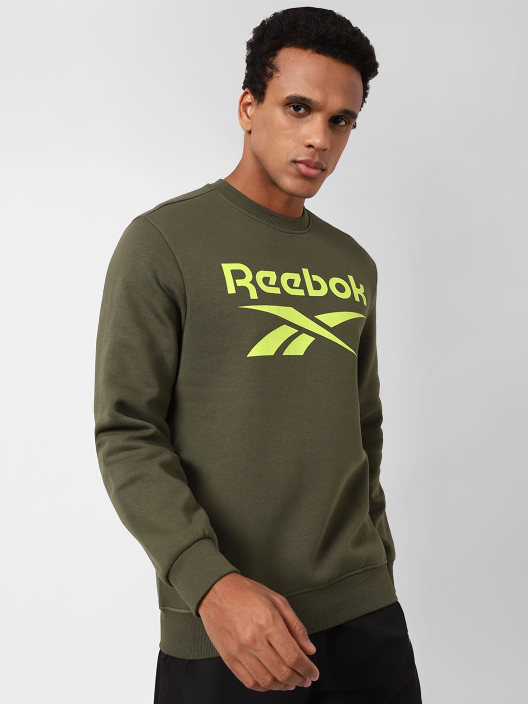 

Reebok Brand Logo Printed Ri Flc Big Logo Crew Neck Pullover Sweatshirt, Green