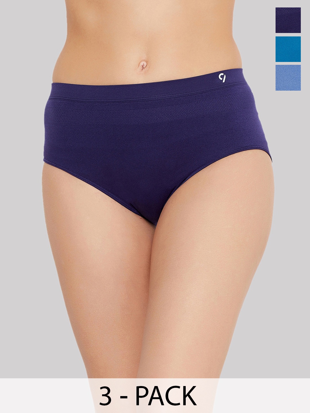 

C9 AIRWEAR Seamless Pack Of 3 Self Design Hipster Briefs, Navy blue
