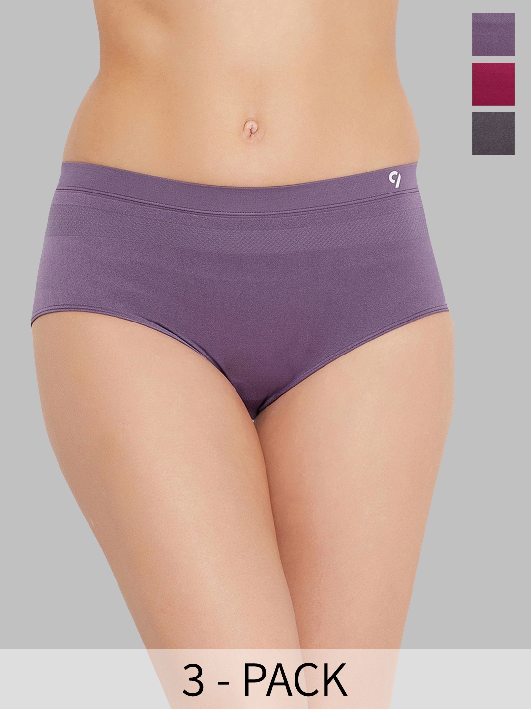 

C9 AIRWEAR Seamless Pack Of 3 High-Rise Self-Designed Hipster Briefs, Violet