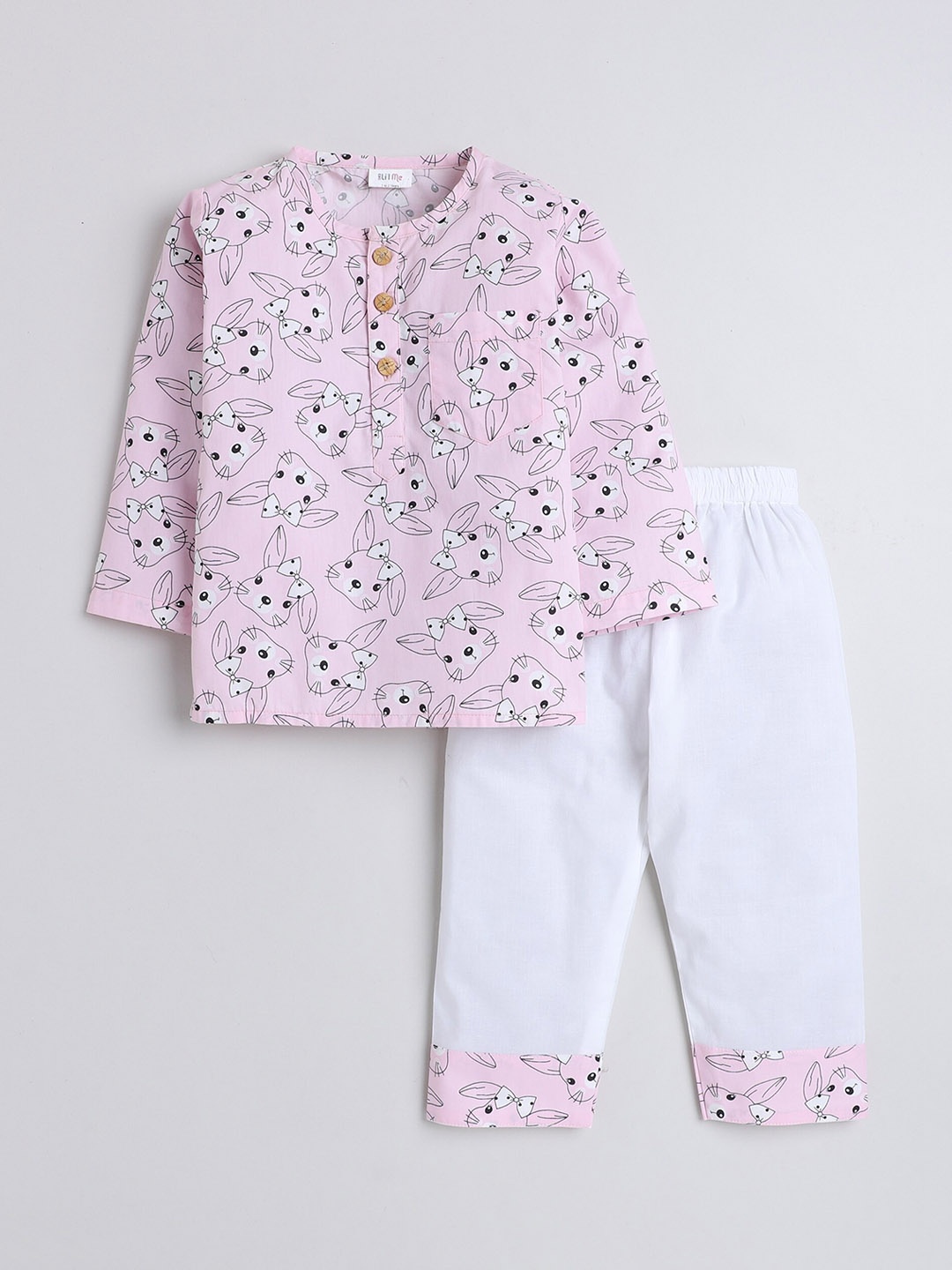 

BAESD Kids Graphic Printed Pure Cotton Shirt With Pyjamas, Pink
