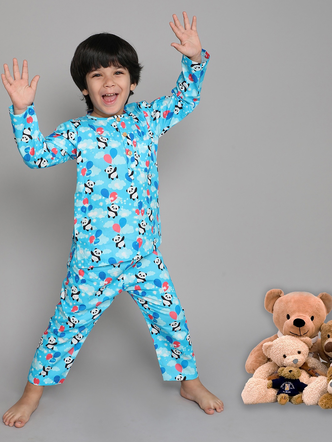 

BAESD Boys Printed Pure Cotton Night Suit, Blue