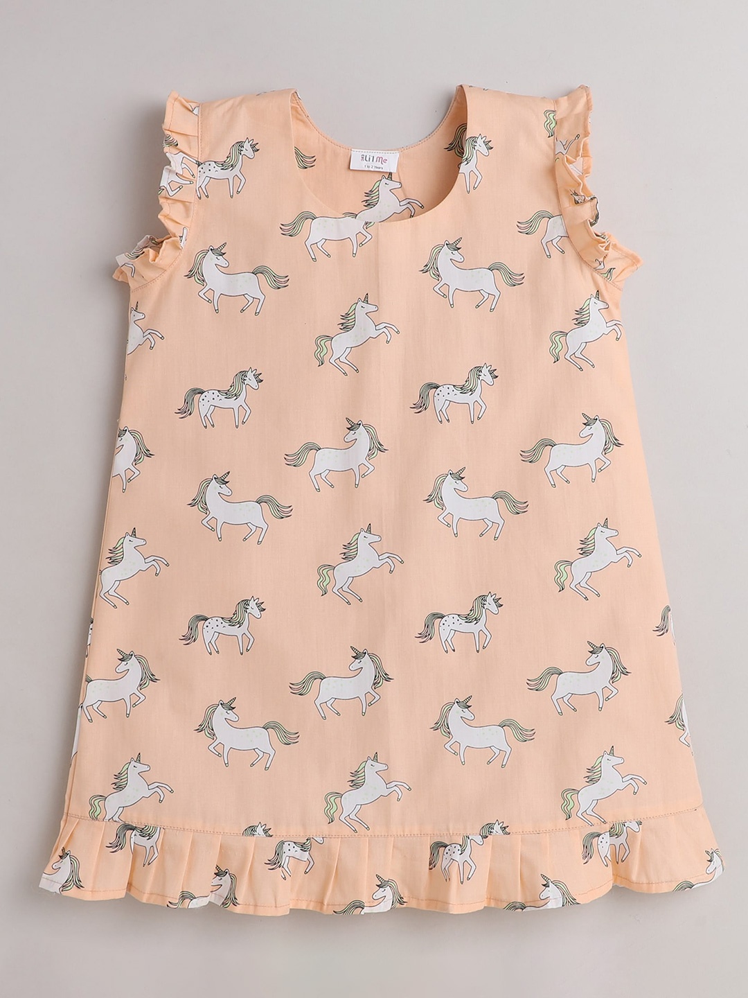 

BAESD Girls Conversational Printed Pure Cotton Nightdress, Peach