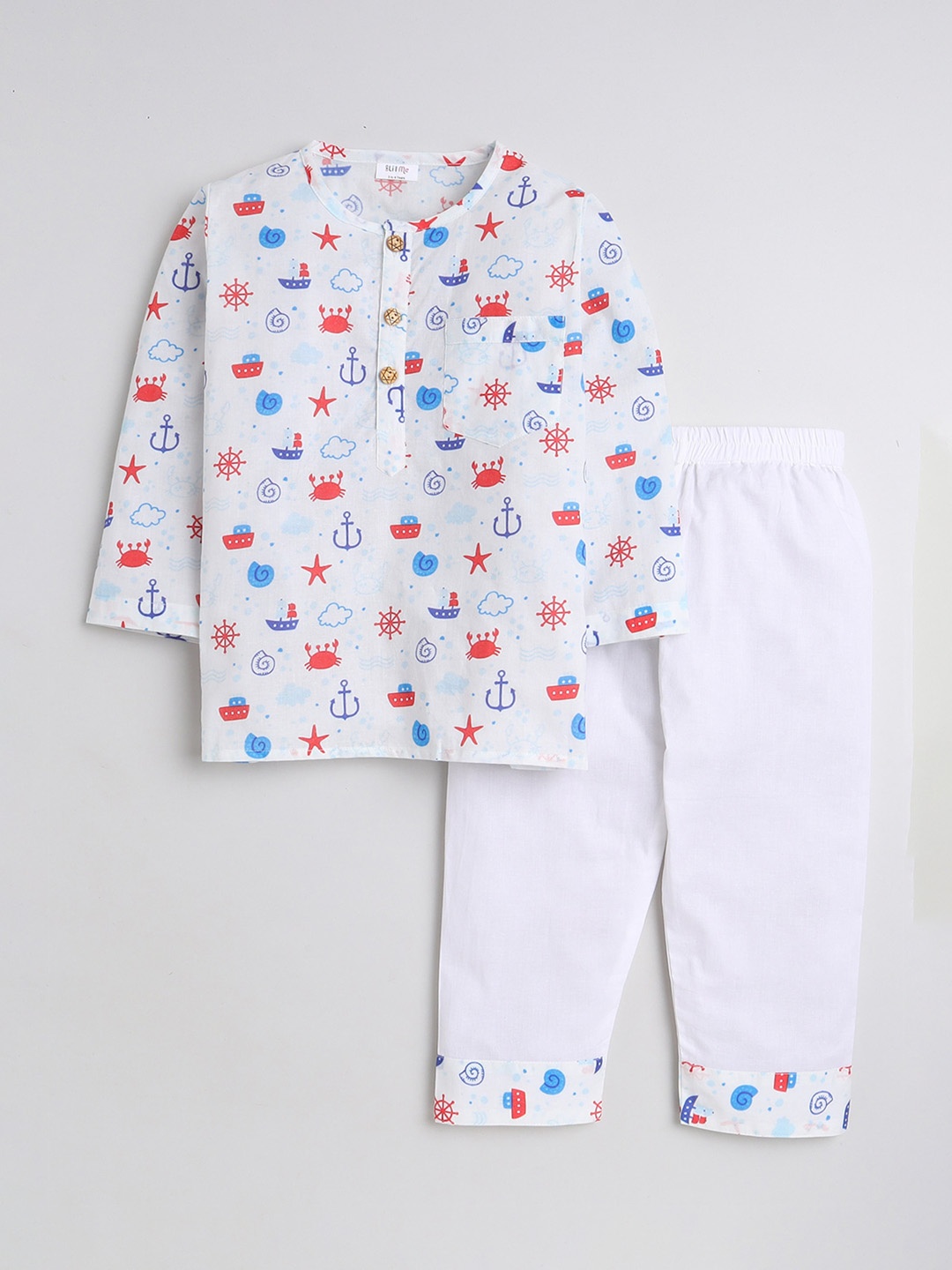 

BAESD Boys Printed Pure Cotton Night suit, White