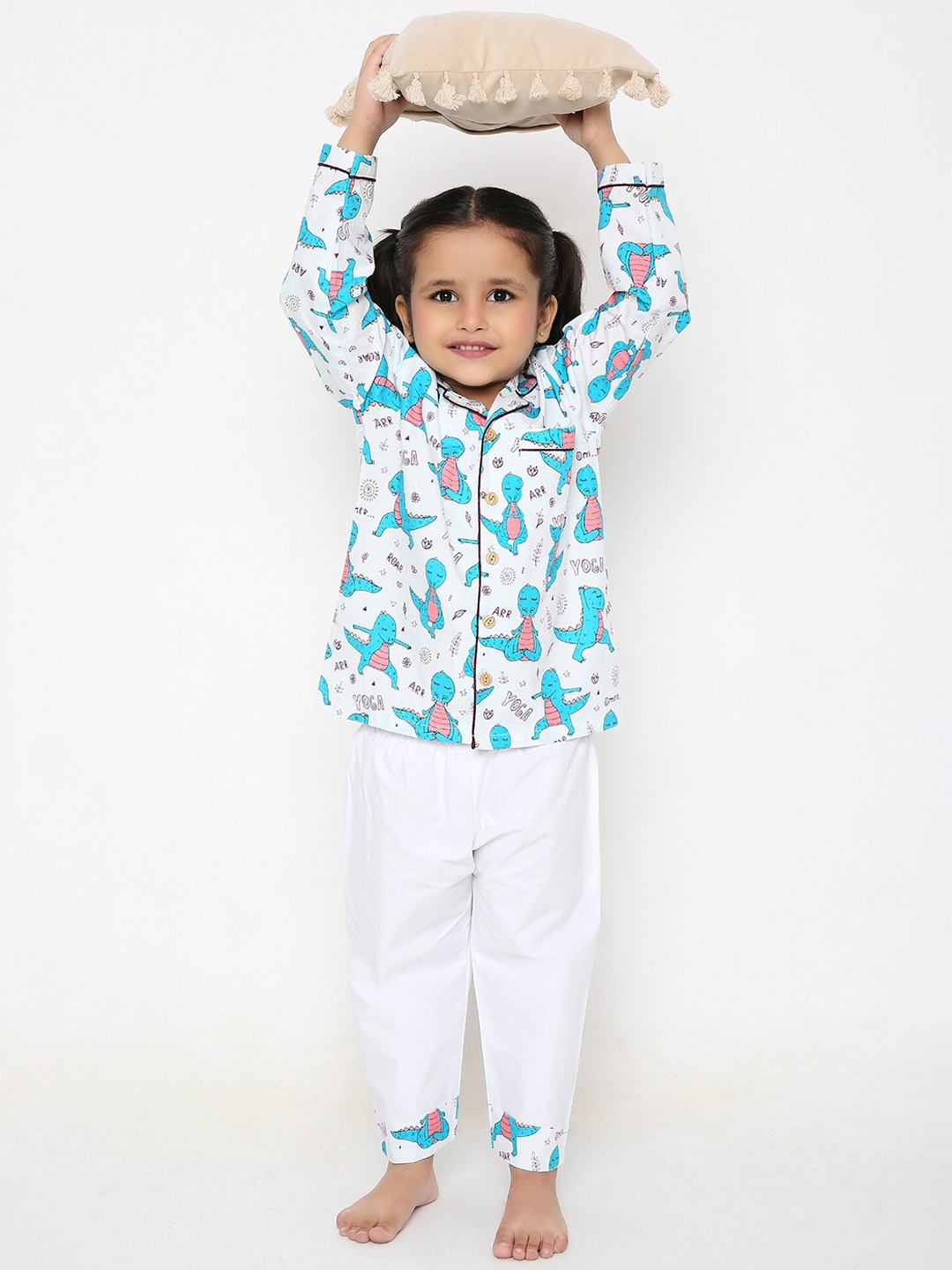 

BAESD Kids Printed Pure Cotton Night suit, White