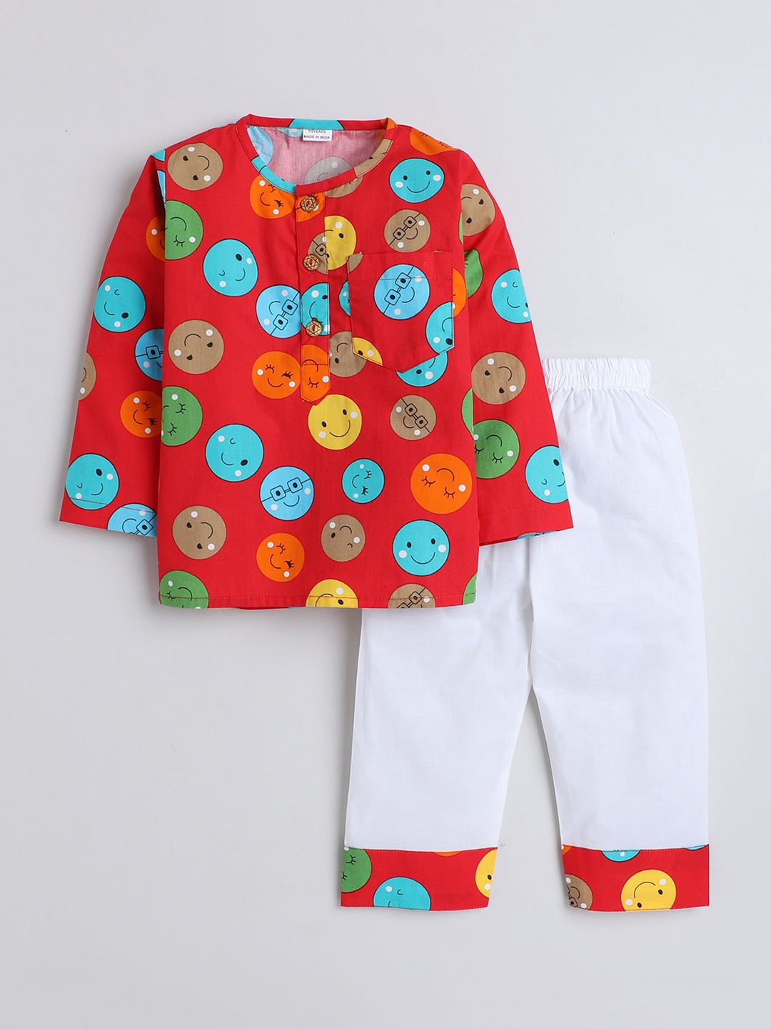 

BAESD Kids Conversational Printed Pure Cotton Night suit, Red