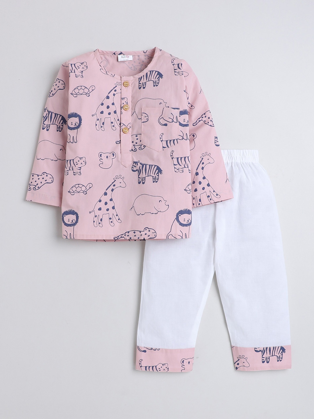 

BAESD Kids Printed Pure Cotton Night suit, Pink