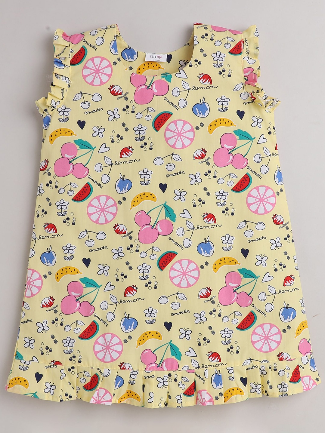 

BAESD Girls Conversational Printed Pure Cotton Nightdress, Yellow