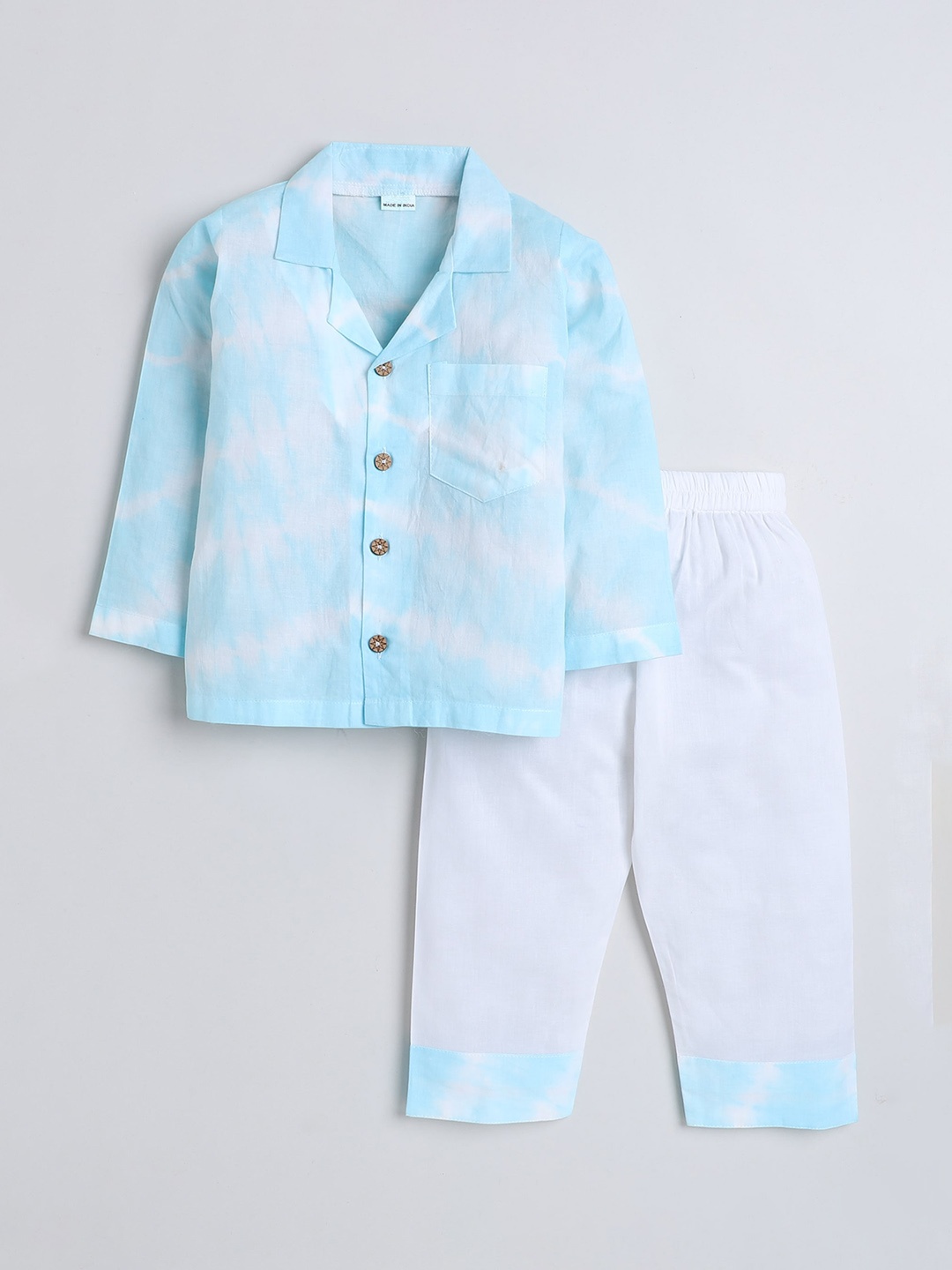 

BAESD Boys Tie & Dye Printed Pure Cotton Night suit, Blue